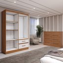 Ver imagem 5 de Guarda-roupa Solteiro Europa 4 Portas 2 Gavetas e Cômoda 6 Gavetas Cinamomo/off White - Panorama Móv