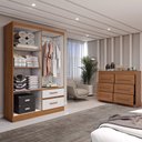 Ver imagem 2 de Guarda-roupa Solteiro Europa 4 Portas 2 Gavetas e Cômoda 6 Gavetas Cinamomo/off White - Panorama Móv