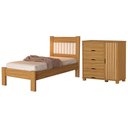 Ver imagem 1 de Cama de Solteiro e Comoda 4 Gavetas 1 Porta Mdf Bela Nature Off Decmade
