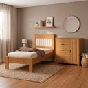 Ver imagem 4 de Cama de Solteiro e Comoda 4 Gavetas 1 Porta Mdf Bela Nature Off Decmade