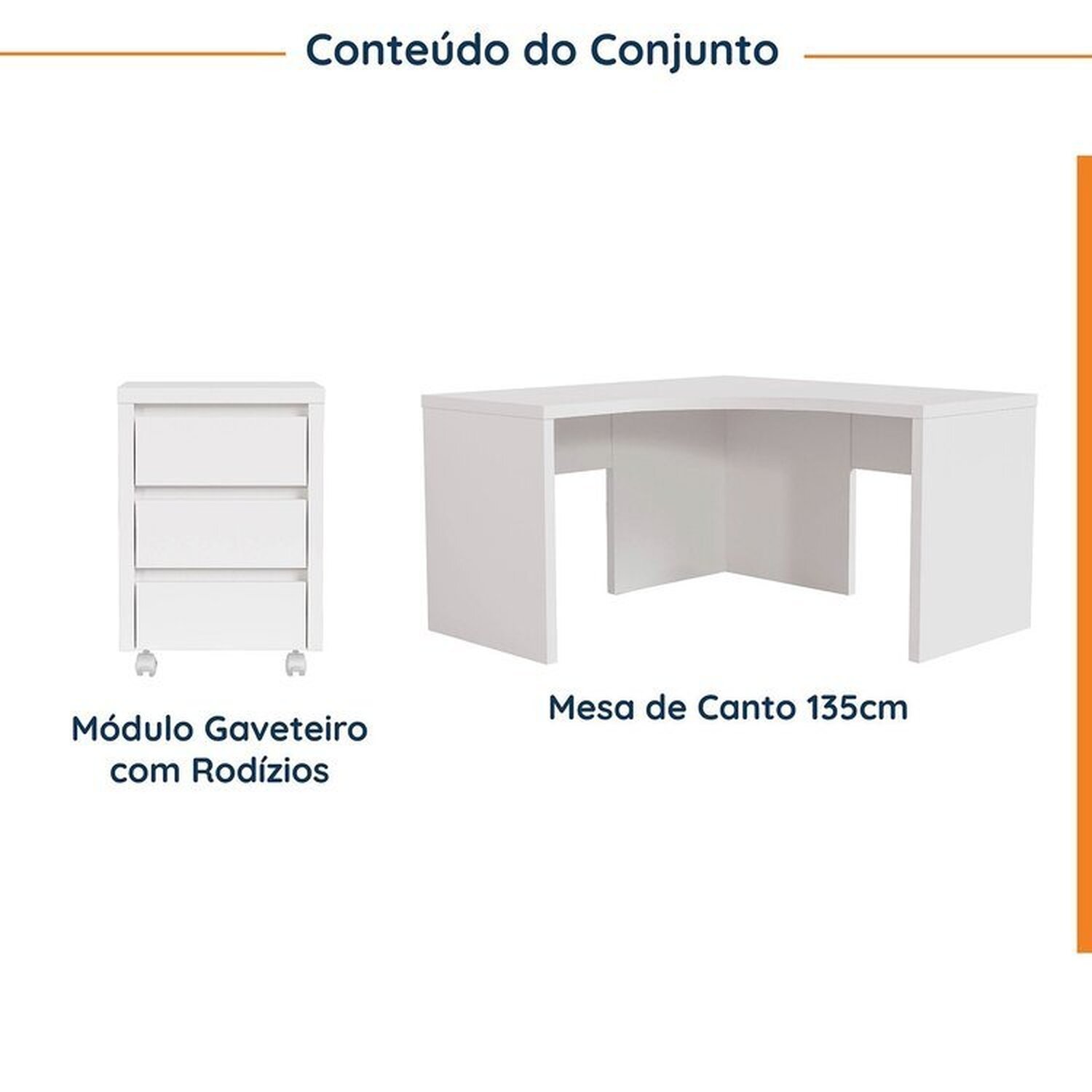 Mesa de Escritório em L 135cm com Gaveteiro com Rodízio Ficus Cabecasa Madeiramadeira - 2