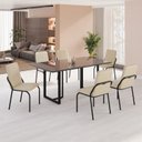 Ver imagem 1 de Conjunto Sala de Jantar Mesa 160x90cm Base Lunna Tampo MDF Laca com Vidro Malibu Preto/Creme
