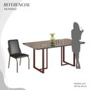 Ver imagem 5 de Conjunto Sala de Jantar Mesa 160x90cm Base Lunna Tampo MDF Laca com Vidro Malibu Marrom/Preto