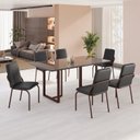 Ver imagem 1 de Conjunto Sala de Jantar Mesa 160x90cm Base Lunna Tampo MDF Laca com Vidro Malibu Marrom/Preto