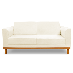 Sofa Beny Premium 1,80mts Corino Bege Base Madeira