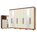 Ver imagem 3 de Guarda Roupa Casal 8 Portas 4 Gavetas Master New com Espelho e Pés e Cômoda Marabá com Espelho e Pés