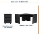 Ver imagem 2 de Escrivaninha Mesa Escritório em L com Gaveteiro com Rodízio Ficus 135cm CabeCasa MadeiraOriginals Preto