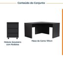 Ver imagem 2 de Escrivaninha Mesa Escritório em L com Gaveteiro com Rodízio Ficus 135cm CabeCasa MadeiraOriginals Pr