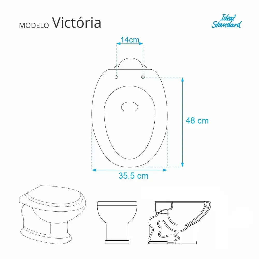 Assento Sanitário Poliester Victoria Visone para vaso Ideal Standard - 5