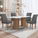 Ver imagem 1 de Mesa de Jantar 4 Lugares Stella Canela com Vidro Ripado Chocolate/off White/cinza - Cel Móveis