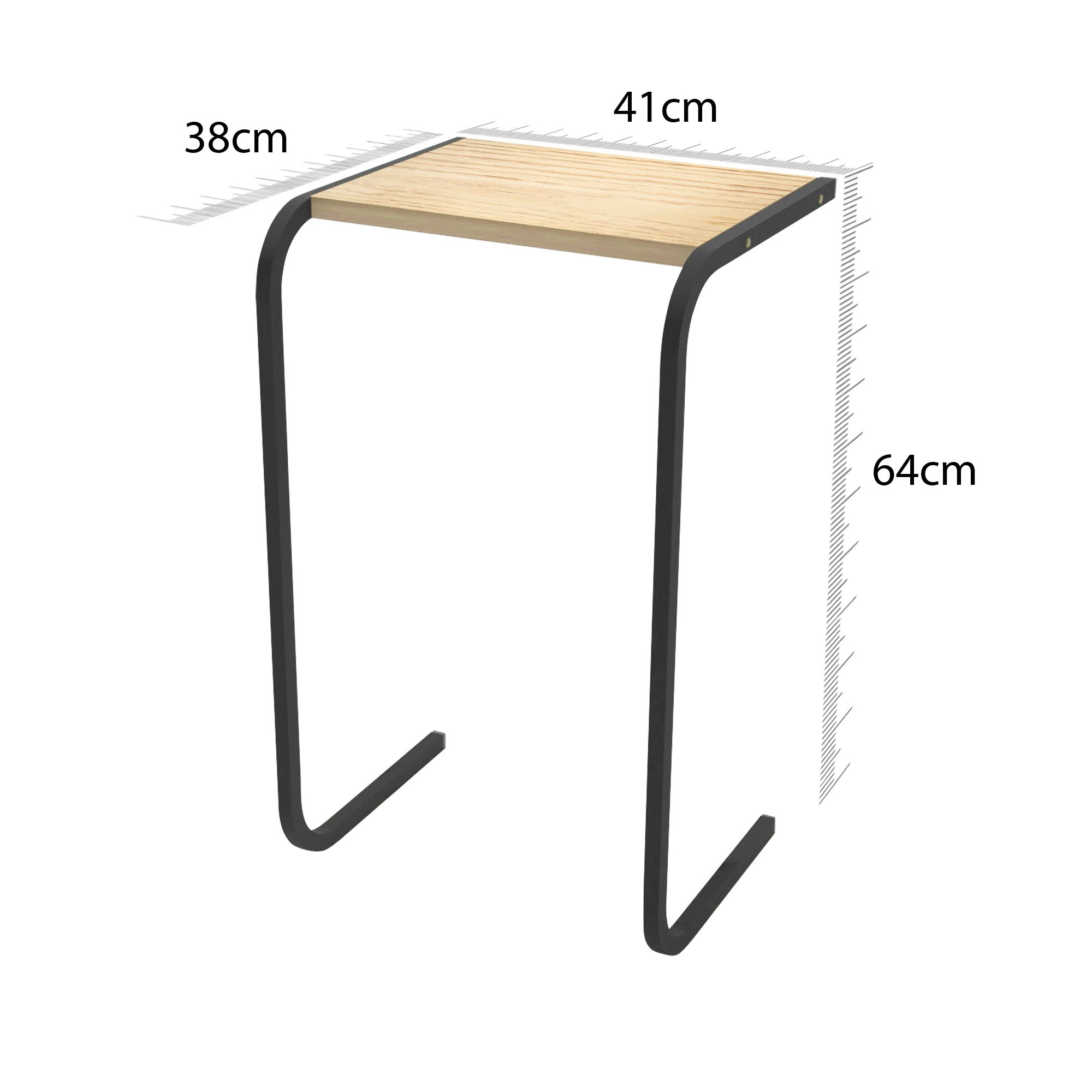 Mesa de Apoio Lateral em Metalon 20x20mm e Pinus - 3