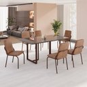 Ver imagem 1 de Conjunto Sala de Jantar Mesa 160x90cm Base Lunna Tampo MDF Laca com Vidro Malibu Marrom