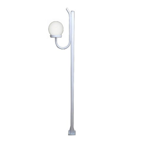 Poste Luminária Globo P Braço Curvo Cima Jardim Branco 300cm Ouro Minas L060POM