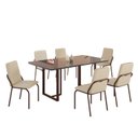 Ver imagem 2 de Conjunto Sala de Jantar Mesa 160x90cm Base Lunna Tampo MDF Laca com Vidro Malibu Marrom/Creme