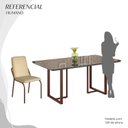 Ver imagem 5 de Conjunto Sala de Jantar Mesa 160x90cm Base Lunna Tampo MDF Laca com Vidro Malibu Marrom/Creme