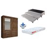 Cama Box Solteiro + Colchão Orthocrin c/ 2 Auxiliares + Guarda Roupa Sonare Canela - 1