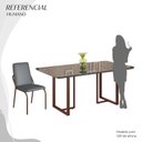 Ver imagem 5 de Conjunto Sala de Jantar Mesa 160x90cm Base Lunna Tampo MDF Laca com Vidro Malibu Marrom/Grafite
