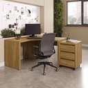 Ver imagem 1 de Escrivaninha Mesa Escritório em L com Gaveteiro com Rodízio Ficus 135cm CabeCasa MadeiraOriginals Ro
