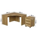 Ver imagem 3 de Escrivaninha Mesa Escritório em L com Gaveteiro com Rodízio Ficus 135cm CabeCasa MadeiraOriginals Ro