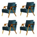Ver imagem 1 de Kit 4 Poltronas Cadeira Mona Luxo Recepção - Suede Azul Royal