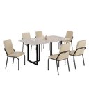 Ver imagem 2 de Conjunto Sala de Jantar Mesa 160x90cm Base Lunna Tampo MDF com Vidro Malibu Preto/Creme