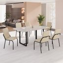 Ver imagem 1 de Conjunto Sala de Jantar Mesa 160x90cm Base Lunna Tampo MDF com Vidro Malibu Preto/Creme