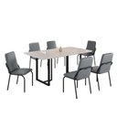 Ver imagem 2 de Conjunto Sala de Jantar Mesa 160x90cm Base Lunna Tampo MDF com Vidro Malibu Preto/Grafite
