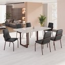 Ver imagem 1 de Conjunto Sala de Jantar Mesa 160x90cm Base Lunna Tampo MDF com Vidro Malibu Marrom/Preto Liso