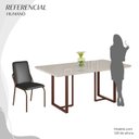 Ver imagem 5 de Conjunto Sala de Jantar Mesa 160x90cm Base Lunna Tampo MDF com Vidro Malibu Marrom/Preto Liso