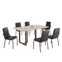 Ver imagem 2 de Conjunto Sala de Jantar Mesa 160x90cm Base Lunna Tampo MDF com Vidro Malibu Marrom/Preto Liso