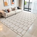 Ver imagem 2 de Tapete Sala Quarto Elegante Moderno Luxo Antiderrapante Decorativo Boho 2,00m X 3,00m Bege
