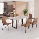 Ver imagem 1 de Conjunto Sala de Jantar Mesa 160x90cm Base Lunna Tampo MDF com Vidro Malibu Marrom