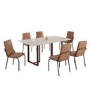 Ver imagem 2 de Conjunto Sala de Jantar Mesa 160x90cm Base Lunna Tampo MDF com Vidro Malibu Marrom