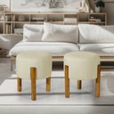Ver imagem 1 de Kit com 2 Puff Luxo Redondo com Pés de Madeira Conforto e Sofisticação - Areia
