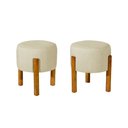 Ver imagem 2 de Kit com 2 Puff Luxo Redondo com Pés de Madeira Conforto e Sofisticação - Areia