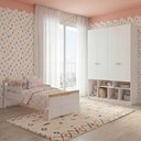 Ver imagem 1 de Quarto Infantil Cama com Grades Petit e Guarda Roupa Curió 4 Portas Casatema MadeiraOriginals Branco