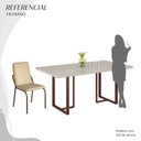Ver imagem 5 de Conjunto Sala de Jantar Mesa 160x90cm Base Lunna Tampo MDF com Vidro Malibu Marrom/Creme