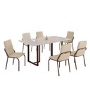 Ver imagem 2 de Conjunto Sala de Jantar Mesa 160x90cm Base Lunna Tampo MDF com Vidro Malibu Marrom/Creme