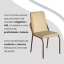 Ver imagem 7 de Conjunto Sala de Jantar Mesa 160x90cm Base Lunna Tampo MDF com Vidro Malibu Marrom/Creme