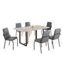 Ver imagem 2 de Conjunto Sala de Jantar Mesa 160x90cm Base Lunna Tampo MDF com Vidro Malibu Marrom/Grafite