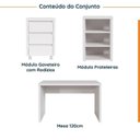 Ver imagem 2 de Escrivaninha Mesa Escritório com Gaveteiro com Rodízio e Prateleiras Ficus 120cm CabeCasa MadeiraOriginals Branco