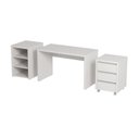 Ver imagem 7 de Escrivaninha Mesa Escritório com Gaveteiro com Rodízio e Prateleiras Ficus 120cm CabeCasa MadeiraOriginals Branco