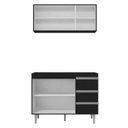 Ver imagem 3 de Balcão de Cozinha com Tampo 120 Cm e Armário Aéreo Andréia Preto Fosco - Ajl