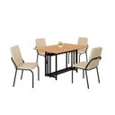 Ver imagem 2 de Conjunto Sala de Jantar Mesa 120x90cm Base Pérola Tampo MDF Malibu Preto/Creme