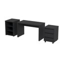 Ver imagem 7 de Escrivaninha Mesa Escritório com Gaveteiro com Rodízio e Prateleiras Ficus 120cm CabeCasa MadeiraOriginals Preto