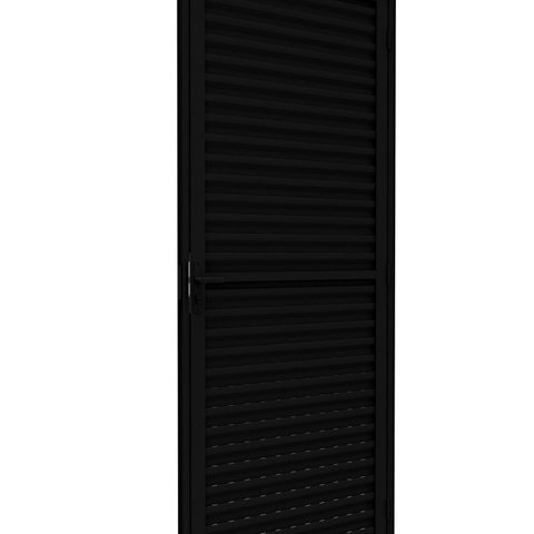 Porta de Alumínio de Giro Laminada Ventilada 215x95cm Lucasa Ideale Abertura Direita Preto