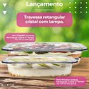 Ver imagem 3 de Kit 06 Travessa Retangular Cristal Transparente Tampa 14x21