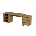 Ver mais imagens de Escrivaninha Mesa Escritório com Gaveteiro com Rodízio e Prateleiras Ficus 120cm CabeCasa MadeiraOriginals Rovere Marrom