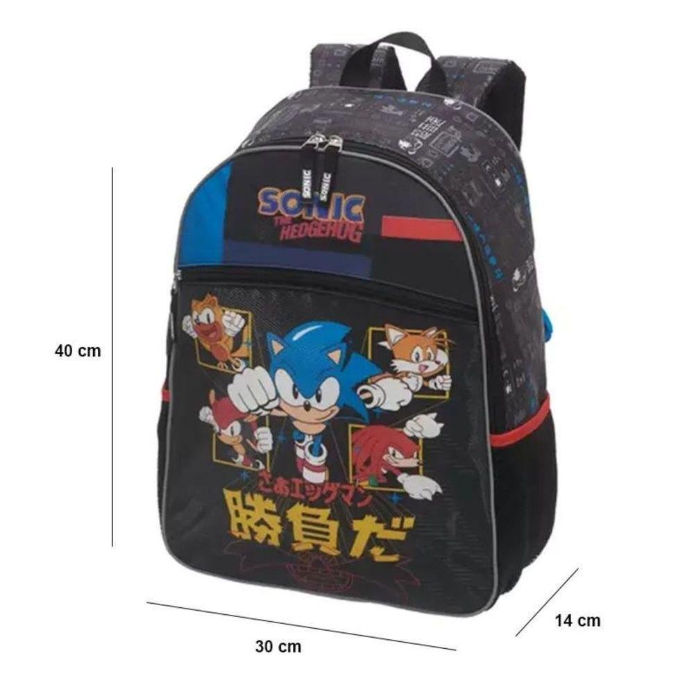 Kit Mochila Costas Lancheira Estojo Simples Infantil Escolar Menino Sonic Tails Go Fast - 5