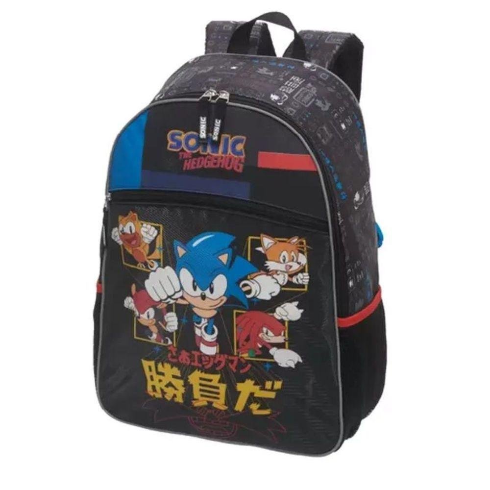 Kit Mochila Costas Lancheira Estojo Simples Infantil Escolar Menino Sonic Tails Go Fast - 8